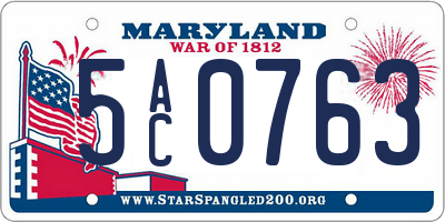 MD license plate 5AC0763