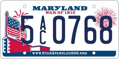 MD license plate 5AC0768
