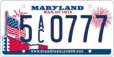 MD license plate 5AC0777