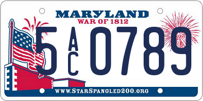 MD license plate 5AC0789