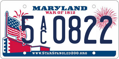 MD license plate 5AC0822