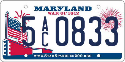 MD license plate 5AC0833