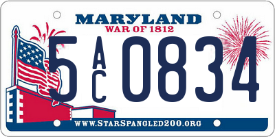 MD license plate 5AC0834