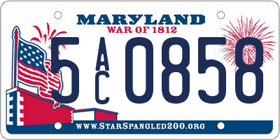 MD license plate 5AC0858