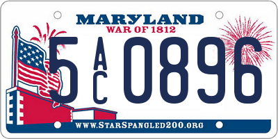 MD license plate 5AC0896