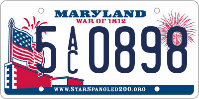 MD license plate 5AC0898