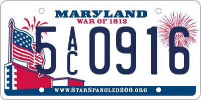 MD license plate 5AC0916