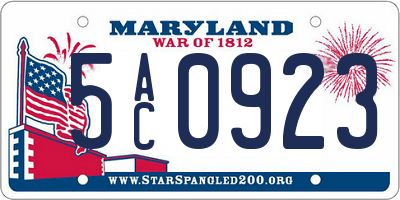 MD license plate 5AC0923