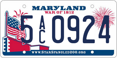 MD license plate 5AC0924