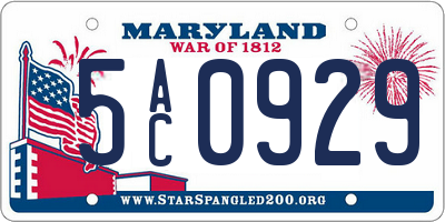 MD license plate 5AC0929