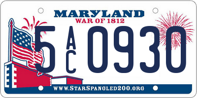 MD license plate 5AC0930