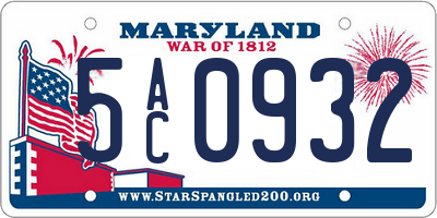 MD license plate 5AC0932