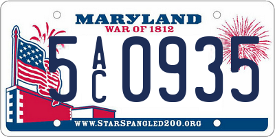 MD license plate 5AC0935
