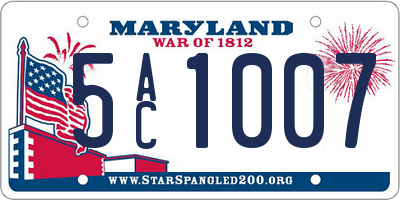 MD license plate 5AC1007