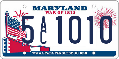 MD license plate 5AC1010