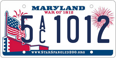 MD license plate 5AC1012