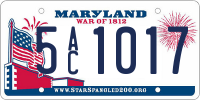 MD license plate 5AC1017