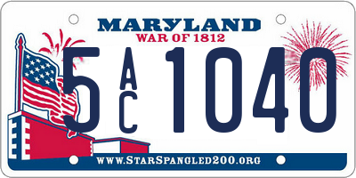 MD license plate 5AC1040