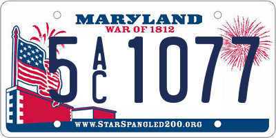 MD license plate 5AC1077