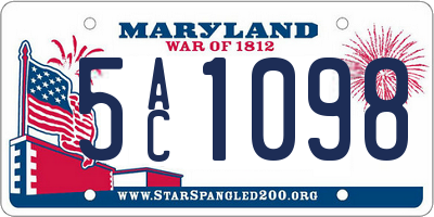MD license plate 5AC1098