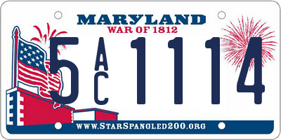 MD license plate 5AC1114
