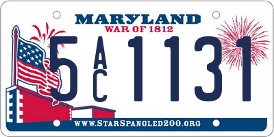 MD license plate 5AC1131