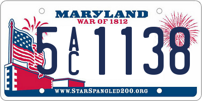 MD license plate 5AC1138