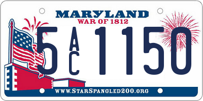 MD license plate 5AC1150