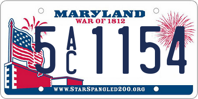MD license plate 5AC1154