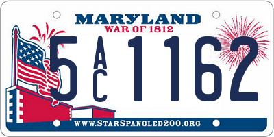 MD license plate 5AC1162