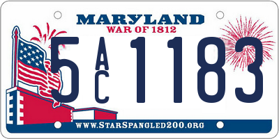 MD license plate 5AC1183