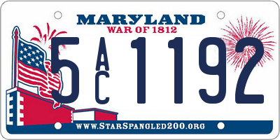 MD license plate 5AC1192