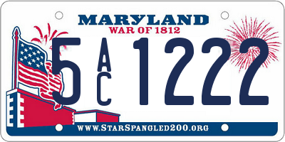 MD license plate 5AC1222