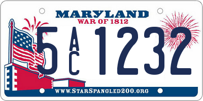 MD license plate 5AC1232