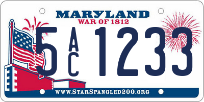 MD license plate 5AC1233