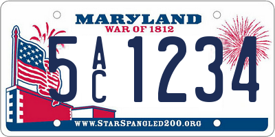MD license plate 5AC1234