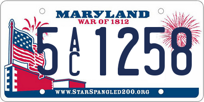 MD license plate 5AC1258