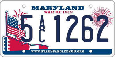 MD license plate 5AC1262