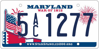 MD license plate 5AC1277