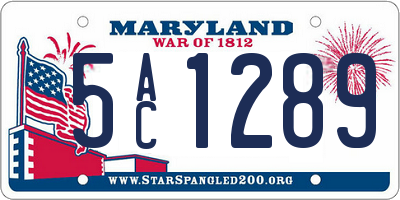 MD license plate 5AC1289