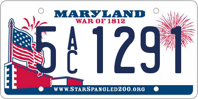 MD license plate 5AC1291