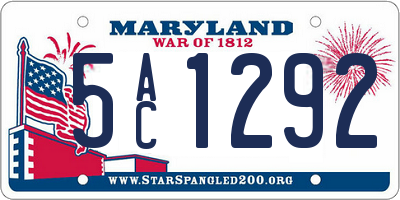 MD license plate 5AC1292