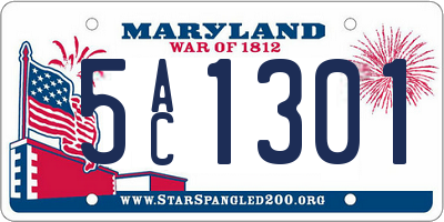 MD license plate 5AC1301