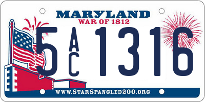 MD license plate 5AC1316