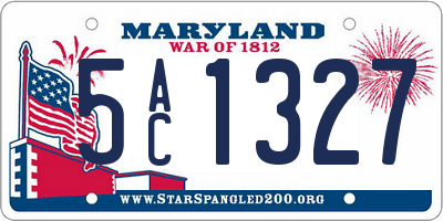 MD license plate 5AC1327