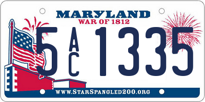 MD license plate 5AC1335