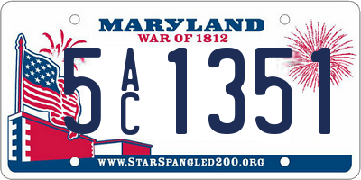 MD license plate 5AC1351