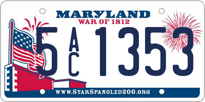MD license plate 5AC1353