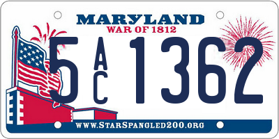 MD license plate 5AC1362