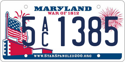 MD license plate 5AC1385
